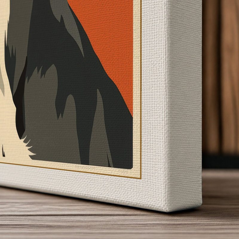 Greyhound Art Deco - Wrapped Canvas, 18x12 - 45.7 x 30.5 cm, Cream Border