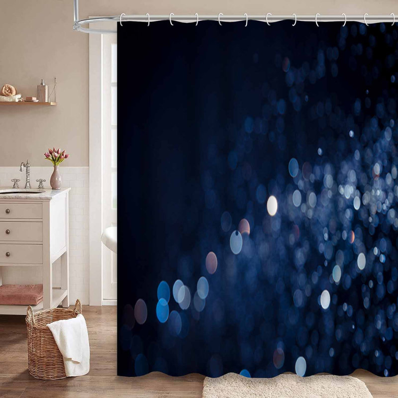 Rideau de douche rétro noir foncé abstrait bleu avec 12 crochets, L 72 po x l 78 po
