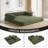Upholstered Compression Green Corduroy Convertible Sleeper Sofa Bed - Foldable Floor Couch With No Assembly (Set of 2)-419762748-433798638