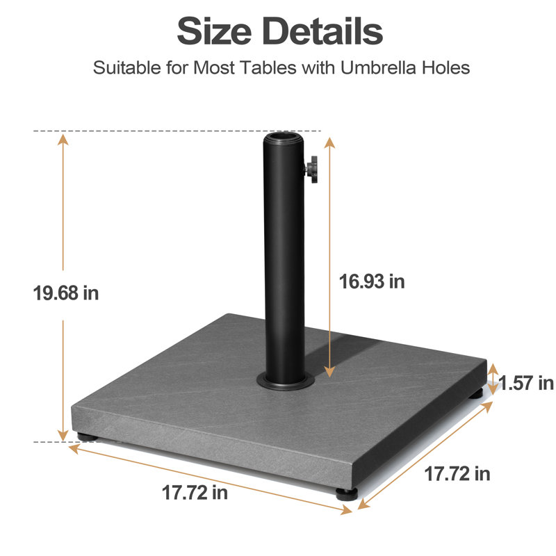 Agosto 40 Lb. Base de parasol autoportante en béton, gris, Gris / 40 lb