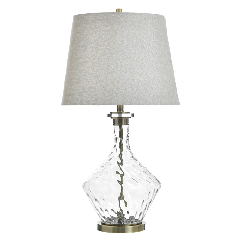 Lampe de table en verre Celeste - or Gospic - abat-jour blanc