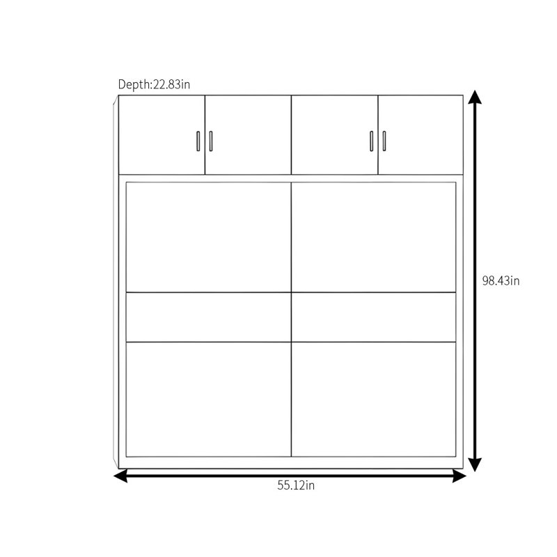 Garde-robe simple et moderne à blocs de couleurs, 98" H x 55" W x 31" D