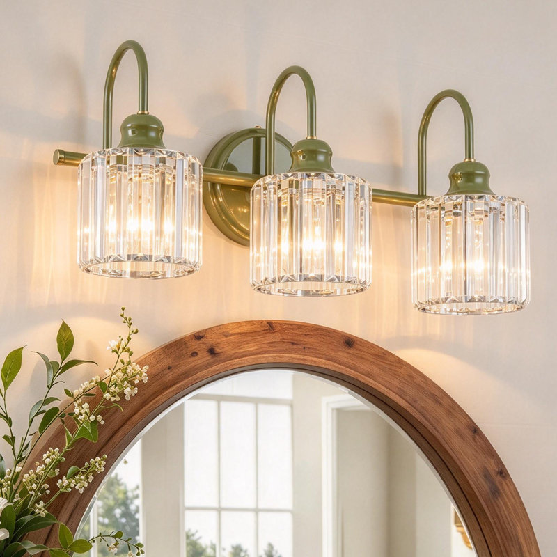Éclairage pour meuble-lavabo en verre cristal 3 lumières sous le miroir