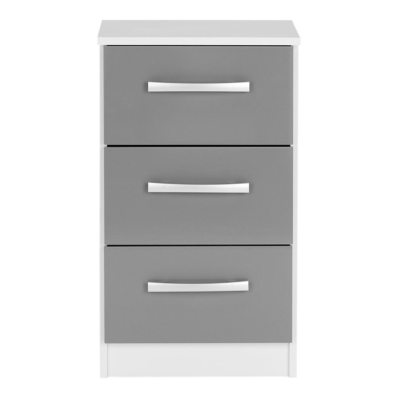 Marquitta 3 Drawer Bedside Table, White/Grey
