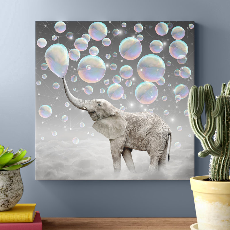 Dream Makers - Elephant Bubbles by Soaring Anchor Designs - Wrapped Canvas Print, 45.72 cm H x 45.72 cm W x 1.91 cm D