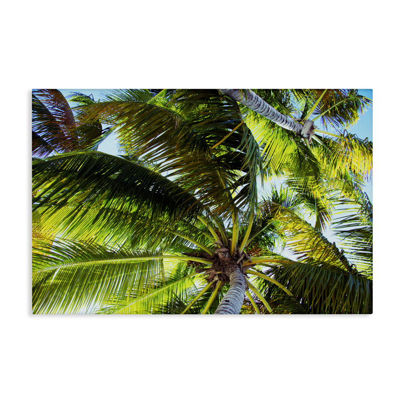 «Swaying Palm Leaves», art mural sur toile par Emily Navas, H 30 po x l 45 po