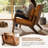 Upholstered Solid Wood Accent Chair Armchair With An Extra Pillow, Brown Arms, Brown Faux Leather-639544663