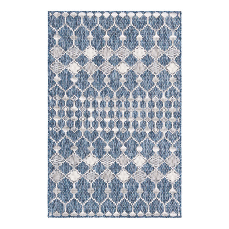 Blue Traliccio Indoor/Outdoor Trellis Rug, Rectangle 3' x 5'3"