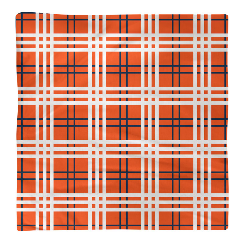 Plaid Square Napkin, Orange/Blue/White, 22" x 22", Cotton