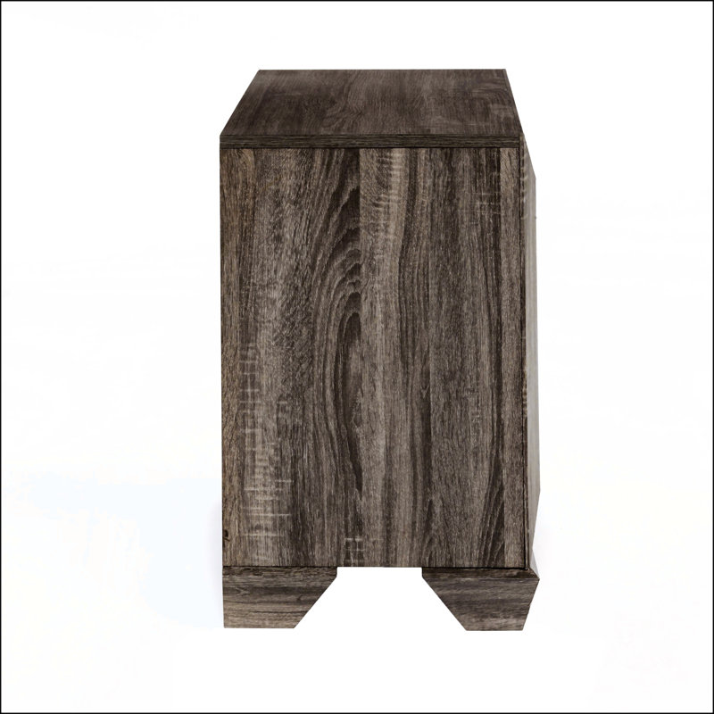 Rustic Nightstand With Two Drawers For Bedroom Storage And Decor