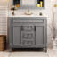 Meuble-lavabo de salle de bain avec lavabo supérieur - Armoire grise de 36 po au design ergonomique pour améliorer votre expérience-485817525
