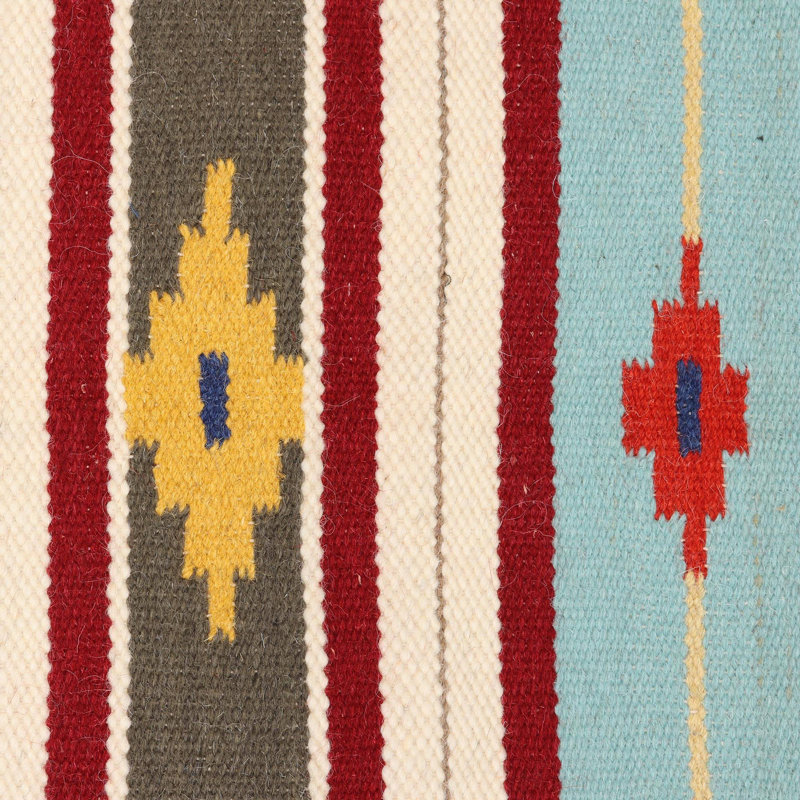 Tapis vert en laine Kilim fabriqué à la main Christa Southwestern