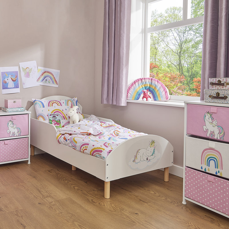 Kids White Toddler Bed – Unicorn