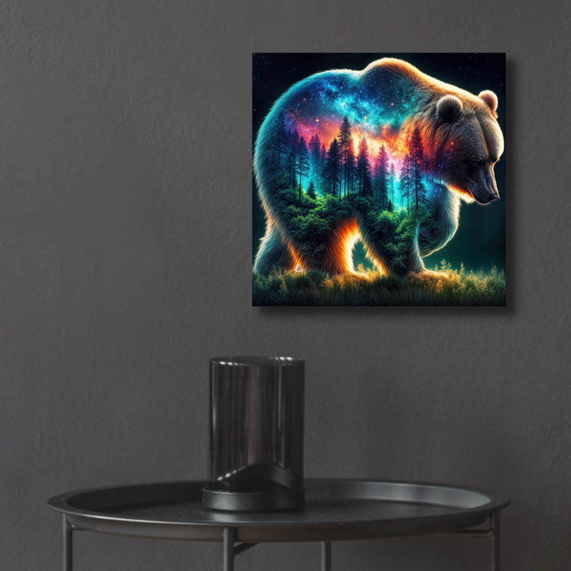  «Vibrant Bear 9» par Rey Klimt, art mural en verre acrylique, H 12 po x l 12 po x P 0,13 po