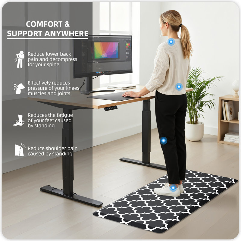 Tapis de cuisine anti-fatigue antidérapant, Noir, Rectangle l 17 po x L 28 po