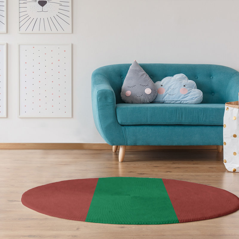 Chenille Striped Indoor Rug, Round 5'