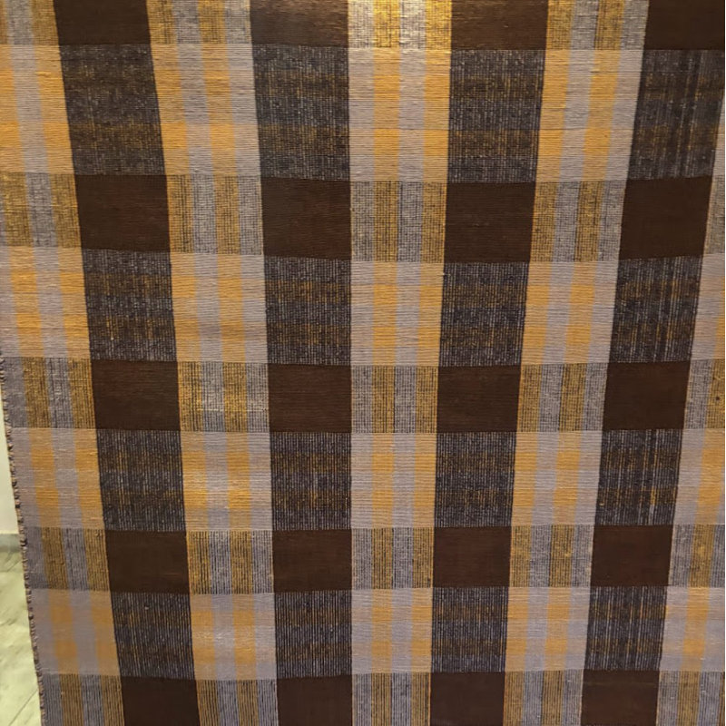 Wool Plaid Area Rug in Rust Brown, Rectangle 6' x 9'