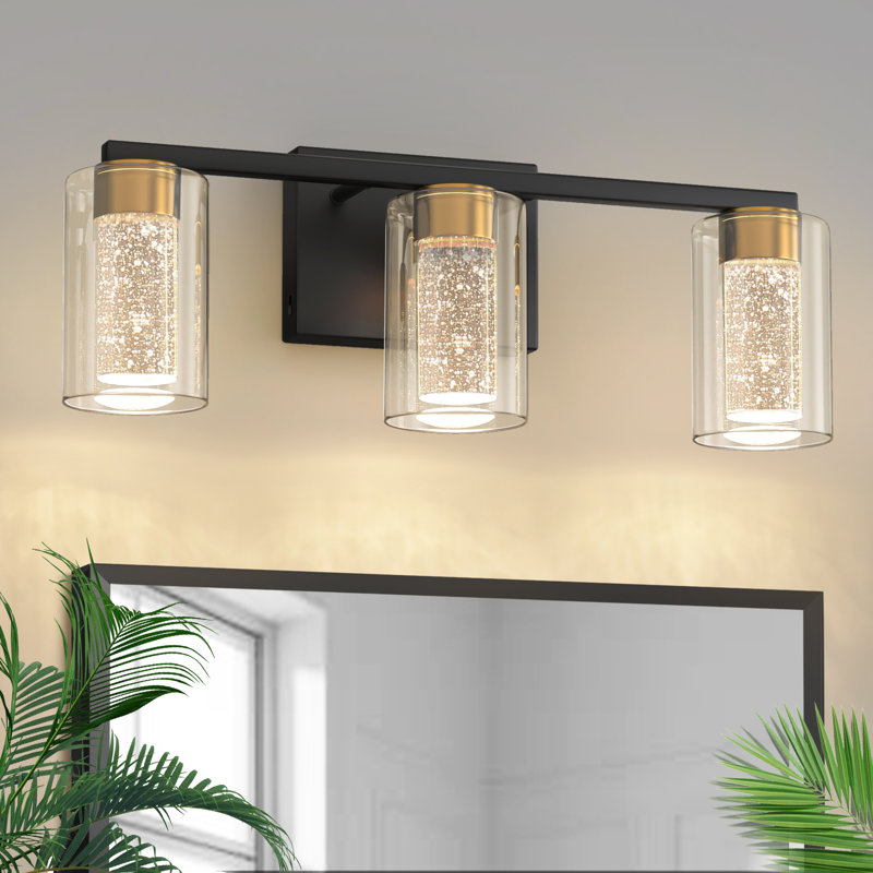 Luminaire de salle de bain à DEL à intensité variable en cristal avec abat-jour en verre