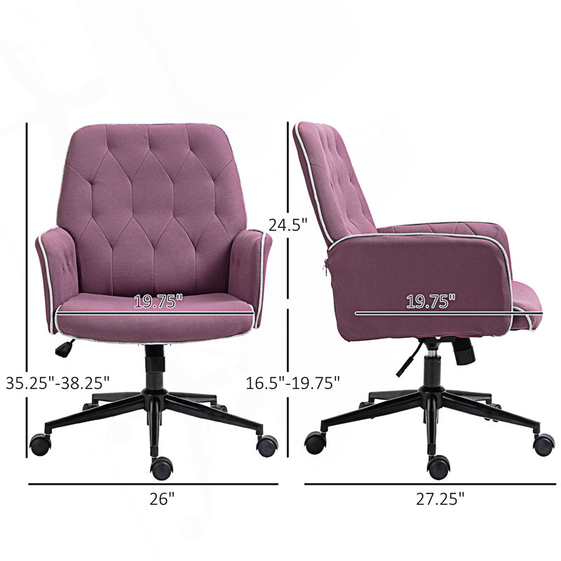 Chaise de bureau à domicile, chaise de bureau d'ordinateur à hauteur ajustable et capitonnée