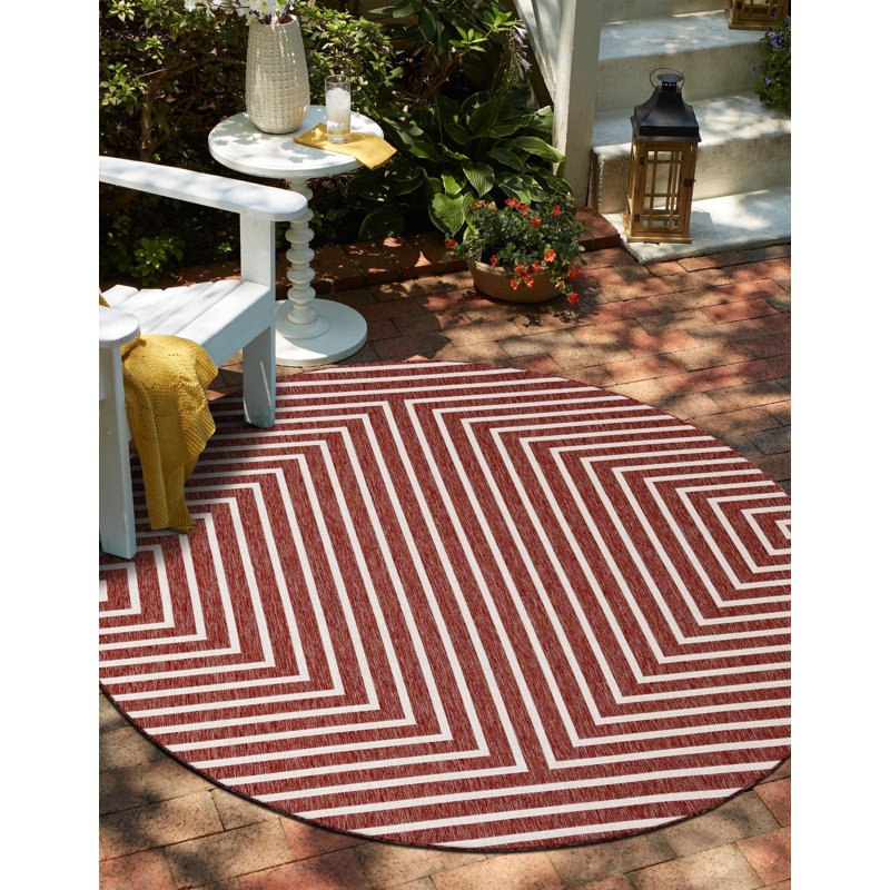 Tapis contemporain de couleur rouge rouille Odawa, Rond 3 pi 1 po