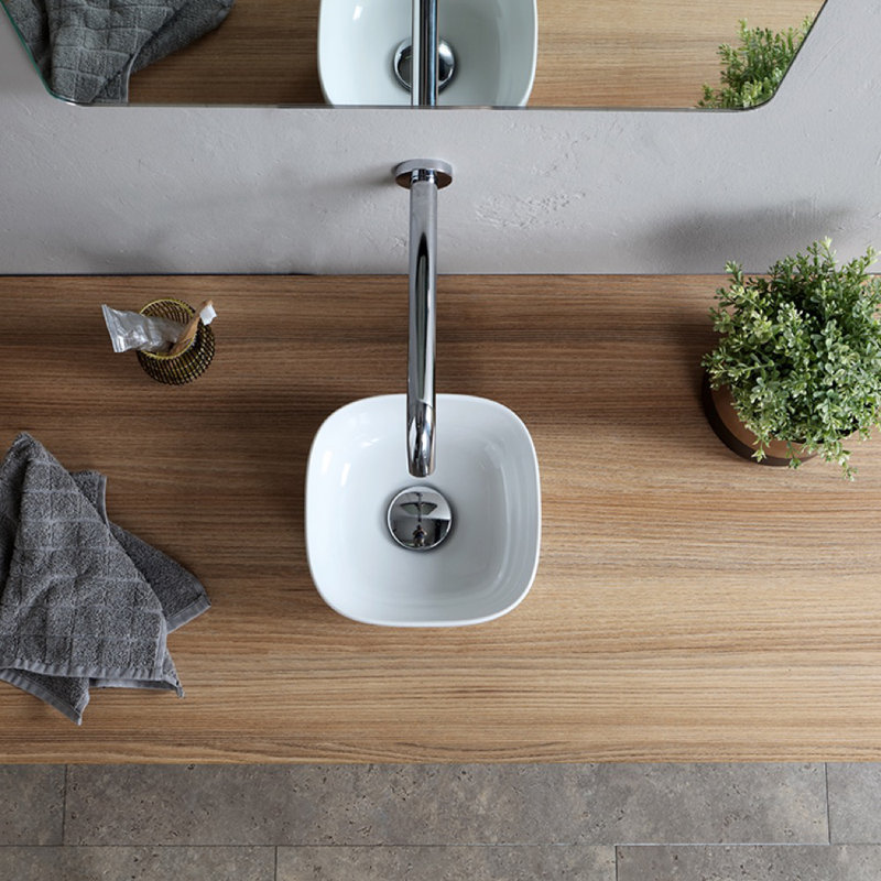 8.9'' White Ceramic Round Vessel Bathroom Sink