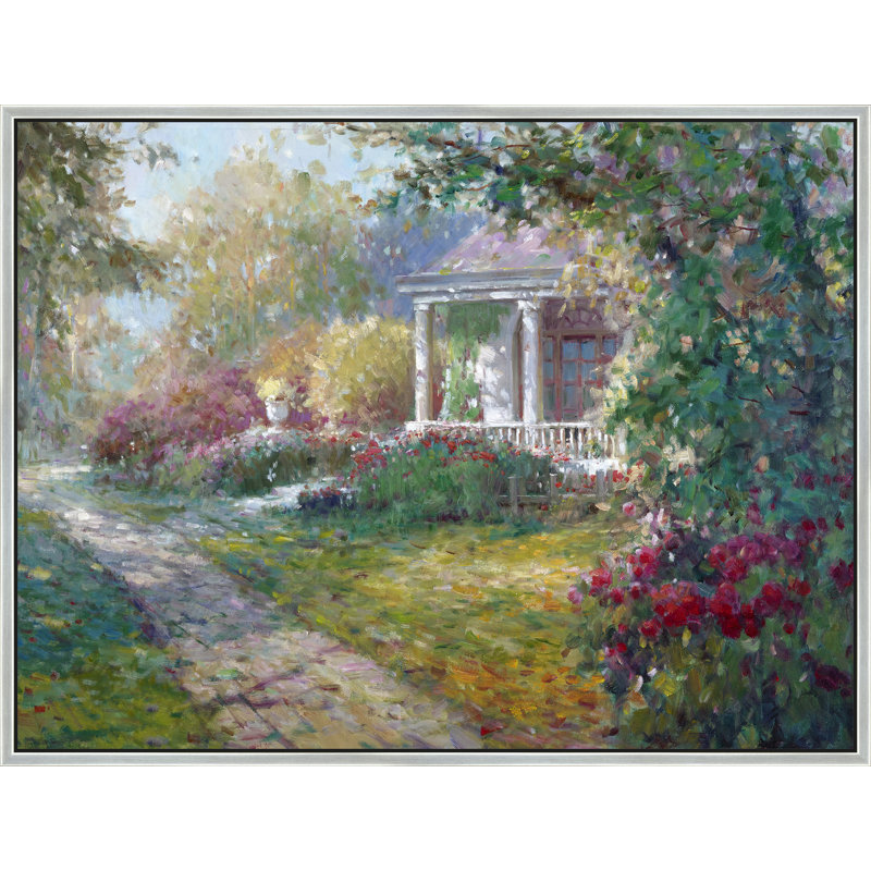 Porch Of Blooming Shadows Print, Silver, 26" H x 38" W