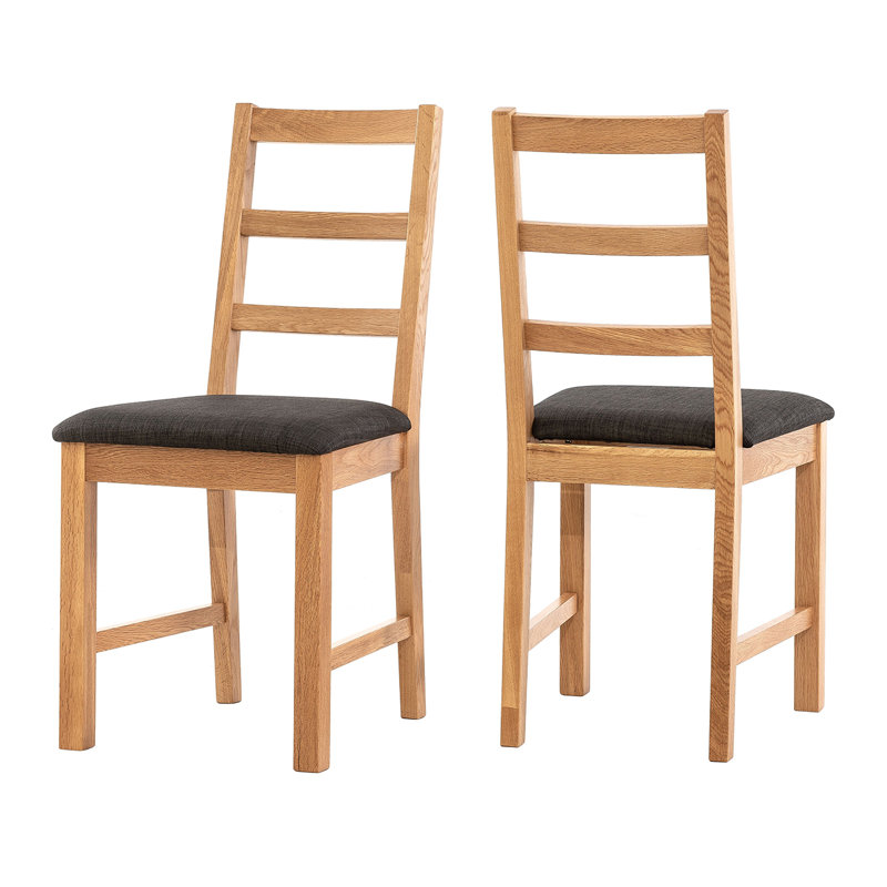 47cm H Fabric Upholstered Ladder Back Side Chair, Charcoal