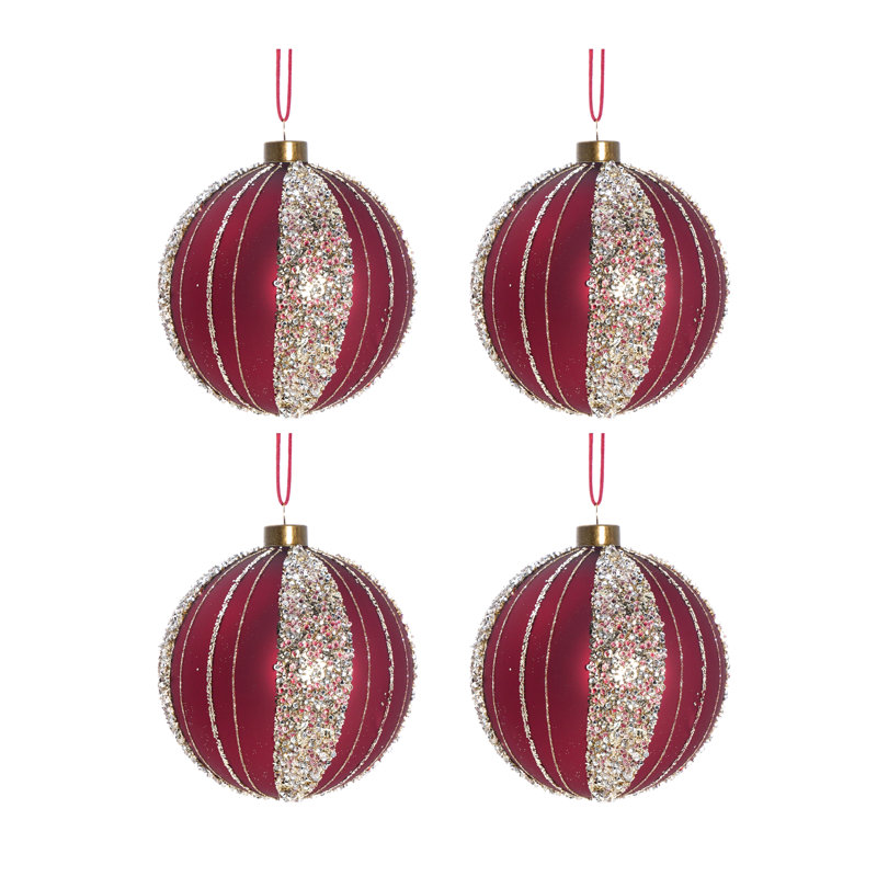 Ornement boule de verre Sequin Band, Rouge