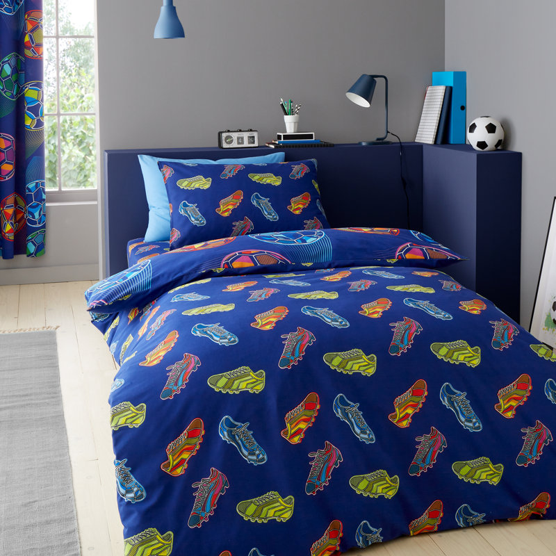 Bright Football Reversible Duvet Cover Set, Double