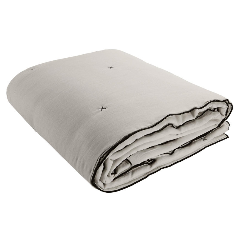 Dziedzic 100% Linen Solid Colour Bedspread, Light Beige