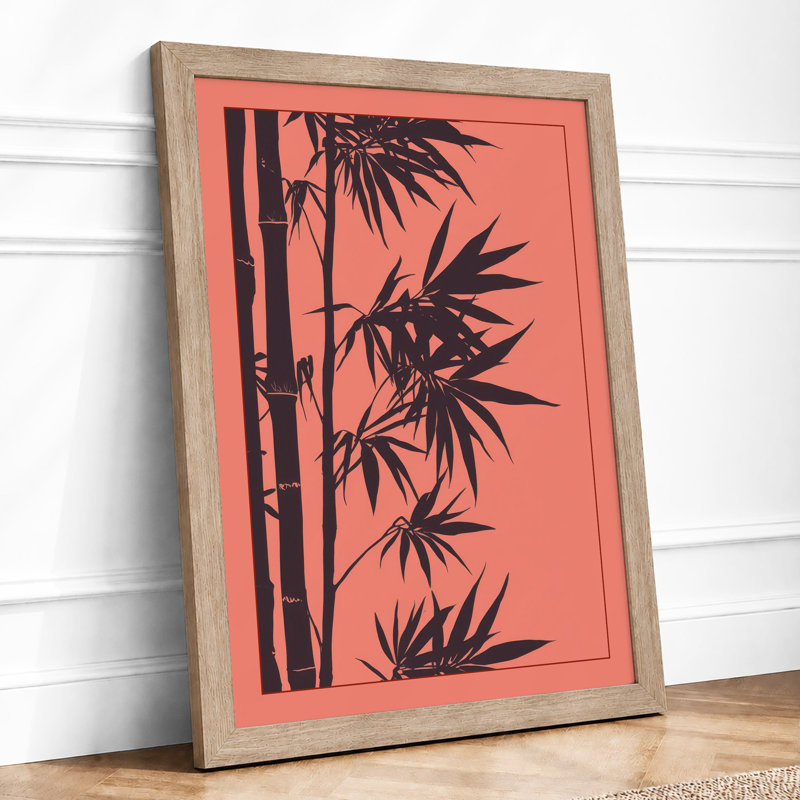 Bamboo Silhouette Botanical - Framed Print, A2 - 59.4 x 42.0 cm, Oak