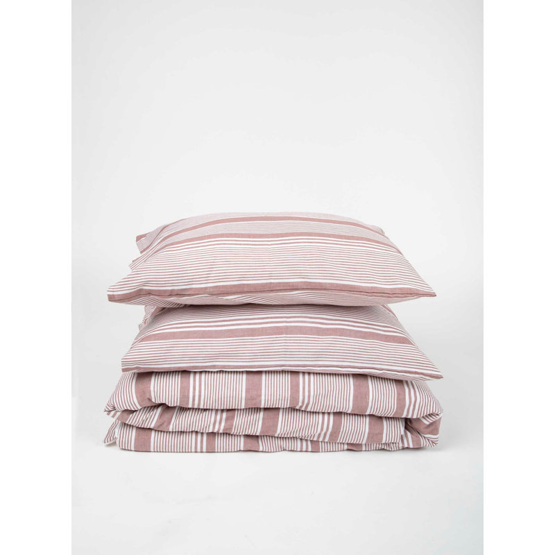 Ensemble de housse de couette 100% coton rose / blanc Cydne