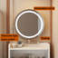 Ensemble de coiffeuse 3 en 1 avec miroir et lumière, petit ensemble de coiffeuse avec station de recharge, 2 tiroirs et espace de rangement ouvert, avec tabouret rembourré, bureau de coiffeuse compact