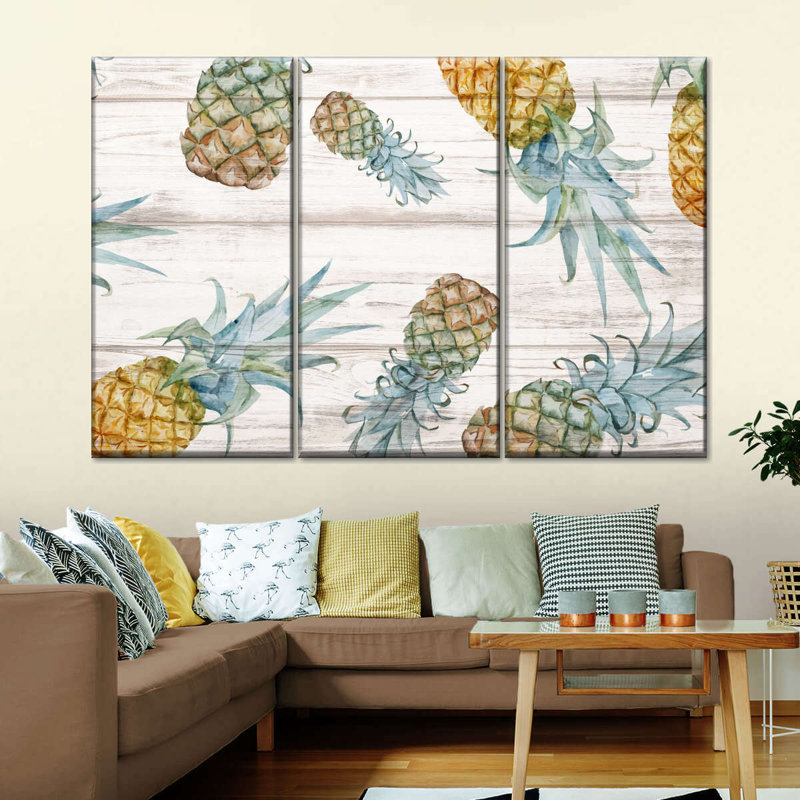 Motif d'ananas, reproduction sur toile, H 38 po x l 24 po x P 1,25 po