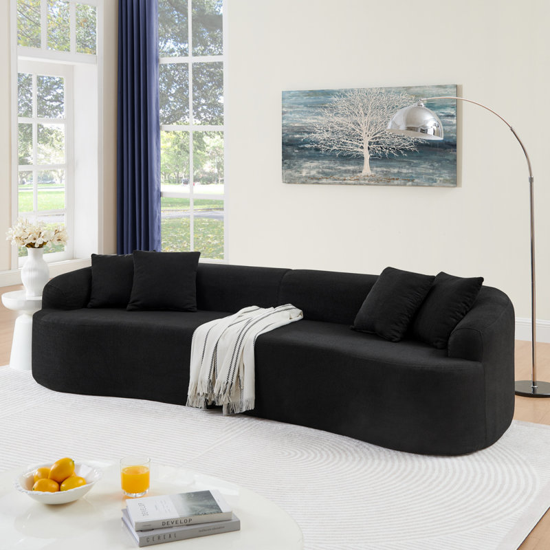 Canapé modulaire incurvé moderne Boneless Soflux, Tissu noir