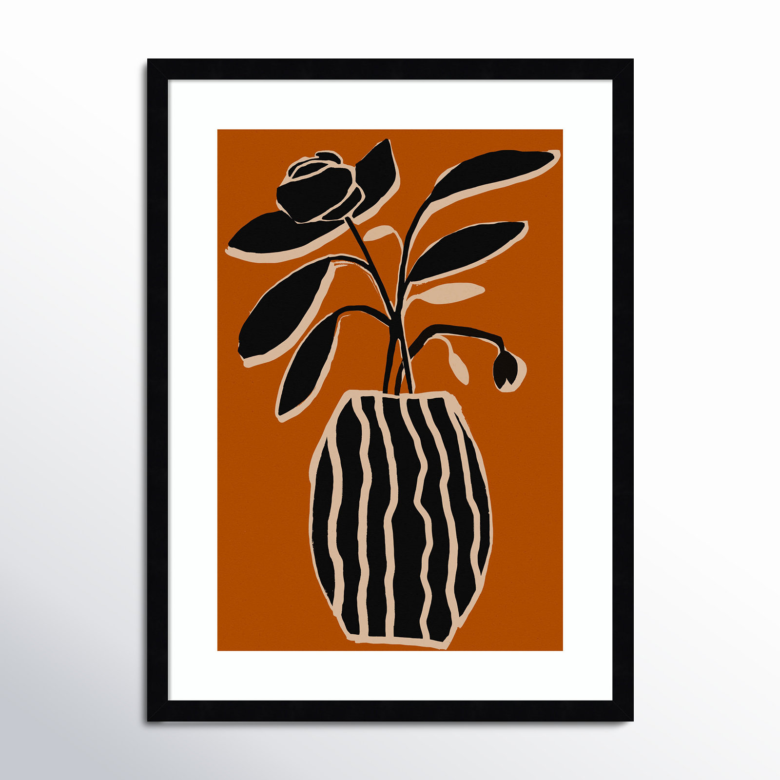 Ochre Still Life No 5 by Treechild, Black Framed, 25" H x 19" W x 1" D