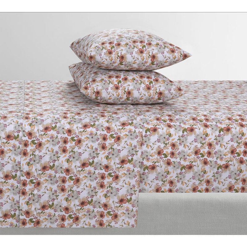 100% Cotton Sheets, 300 Thread Count Percale Weave Bedding, 16" Deep Pocket, Twin Sheet Set with 1 Pillowcase