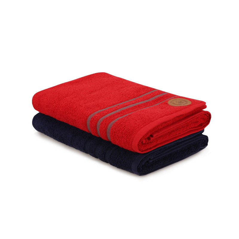 Débarbouillette 100% coton, Rouge / bleu foncé, Bath Towels - 2 pack