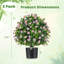 Paquet de 2 fausses buissons artificiels en forme de boule topiaire artificielle avec fleurs-1681130624