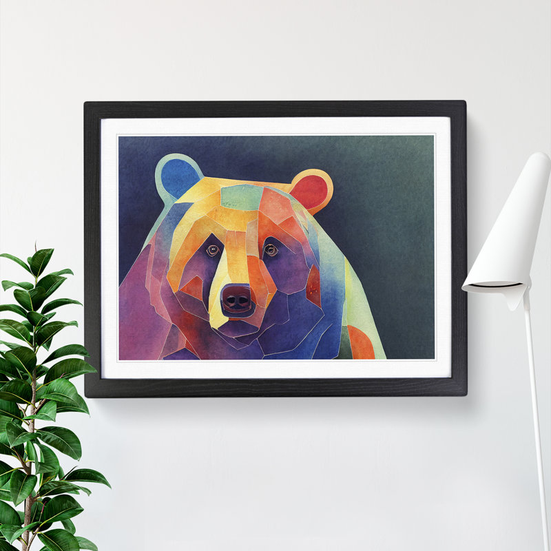 Bear In Watercolour Framed Print, Black, 46cm H x 64cm W x 2cm D
