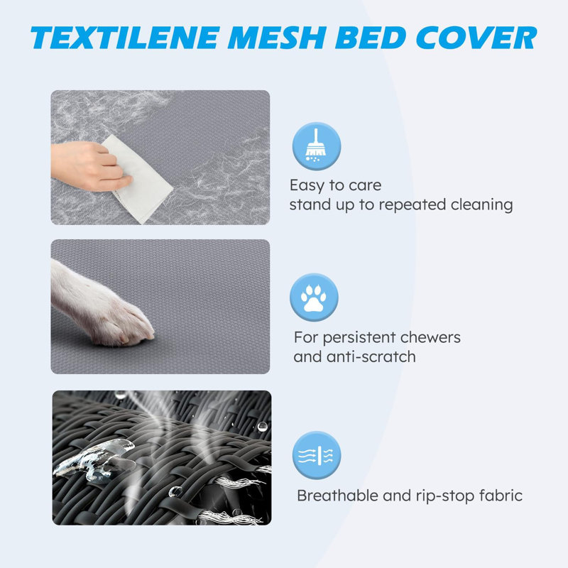 Gray Elevated Cooling Dog Bed with Steel Frame