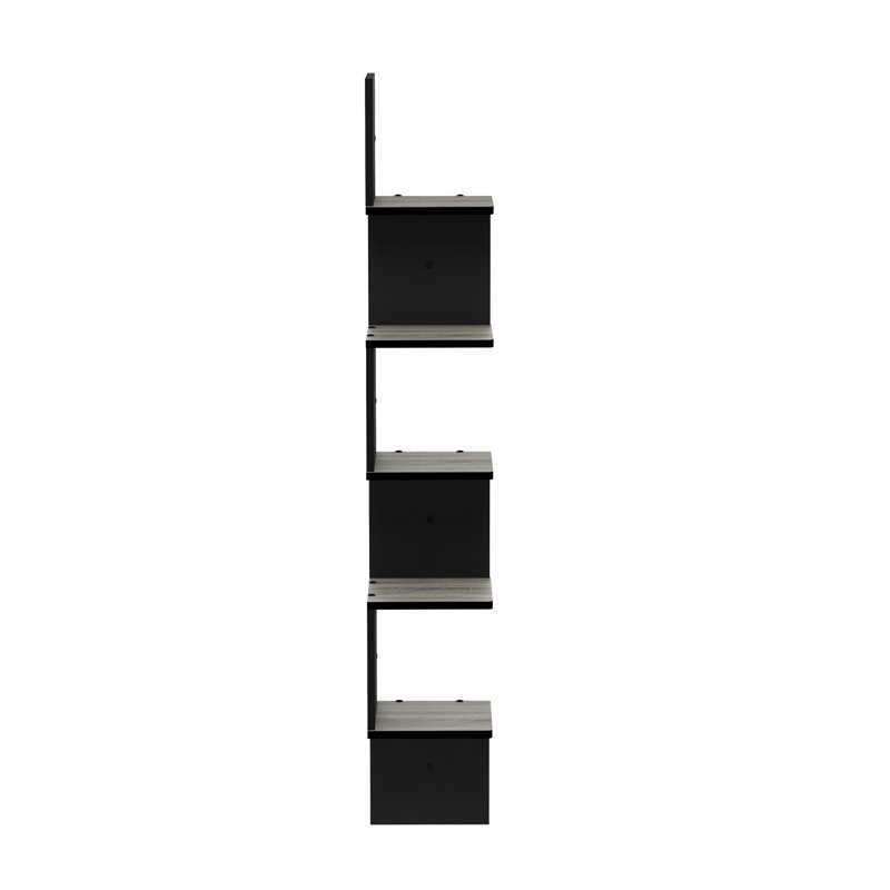5 Piece Corner Shelf, French Oak Gray/Black