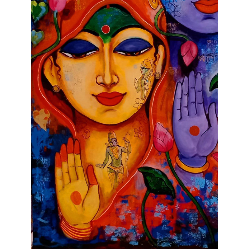 Dévotion de Hanuman | Acrylique sur toile | Par Arjun Das