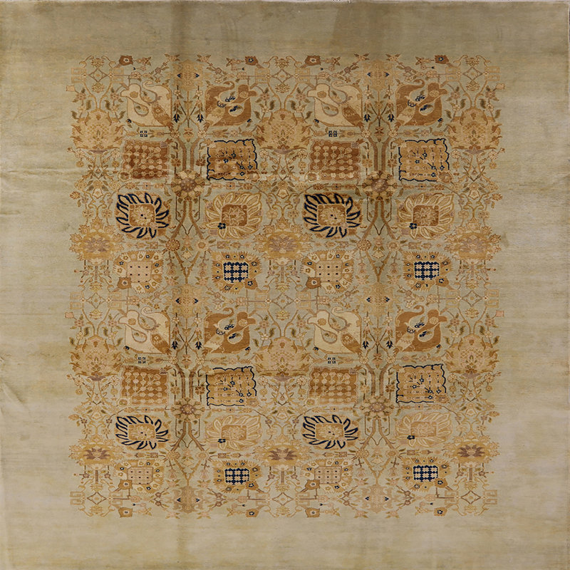 Tapis oriental brun / beige, Carré 7 pi