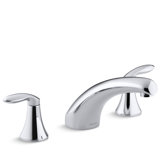 Coralais Deck-Mount Bath Faucet Trim with 8" Spout and Lever Handles, Valve Not Included