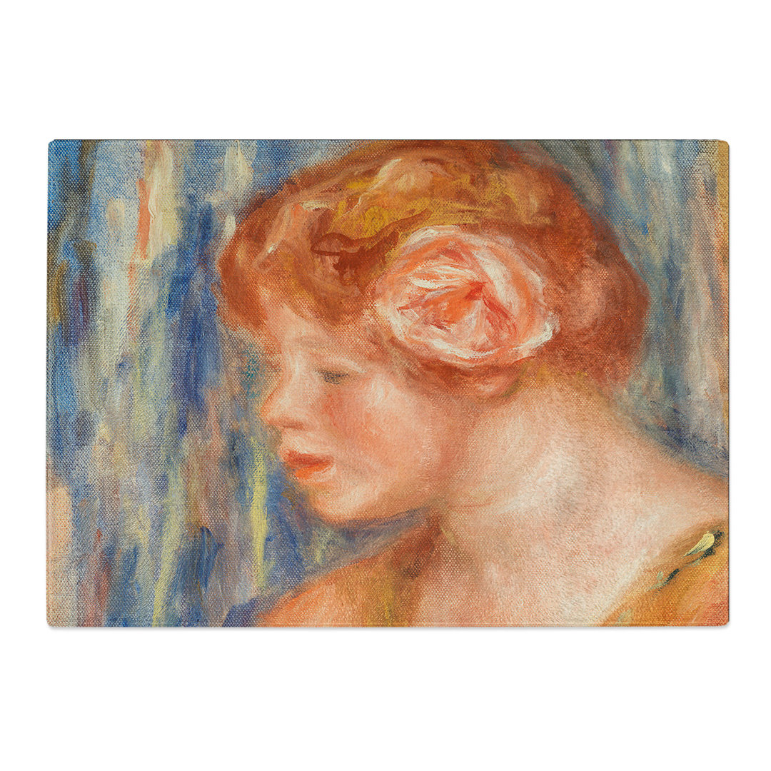 Young Woman with Rose by Pierre-Auguste Renoir Chopping Board