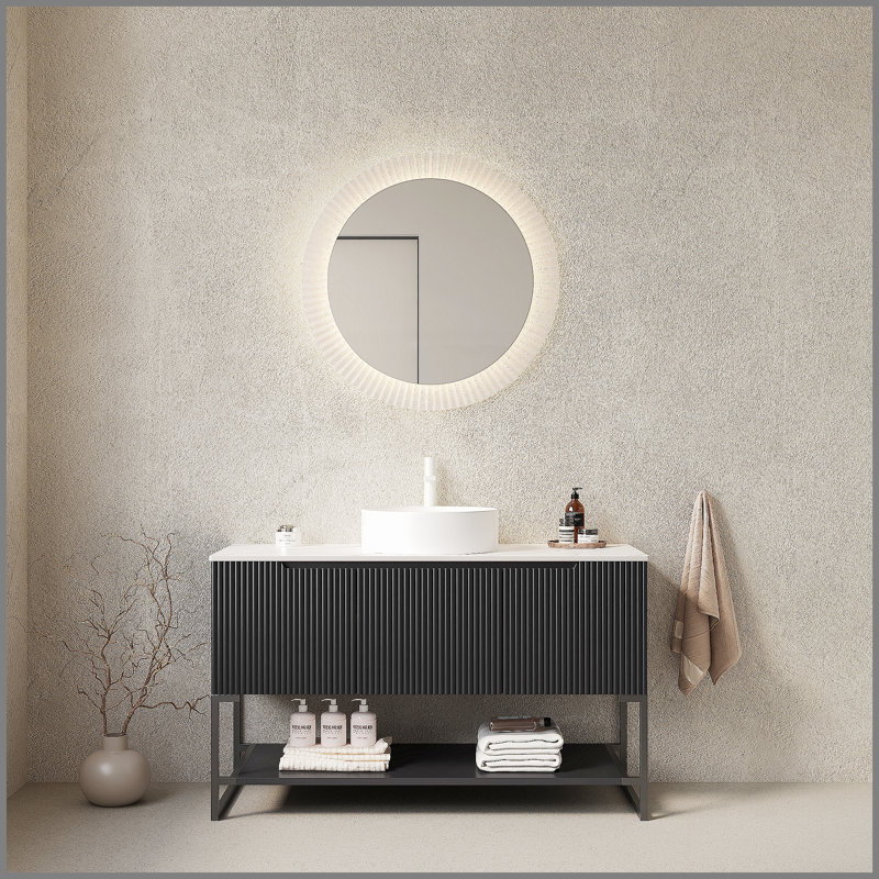 Meuble-lavabo autoportant de 48 po avec lavabo 48 po avec lavabo, meuble-lavabo autoportant avec 3 portes et tablette ouverte