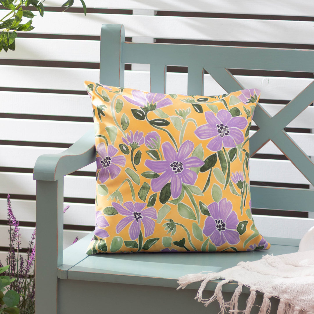 Indoor / Outdoor Floral Square Throw Cushion With Filling