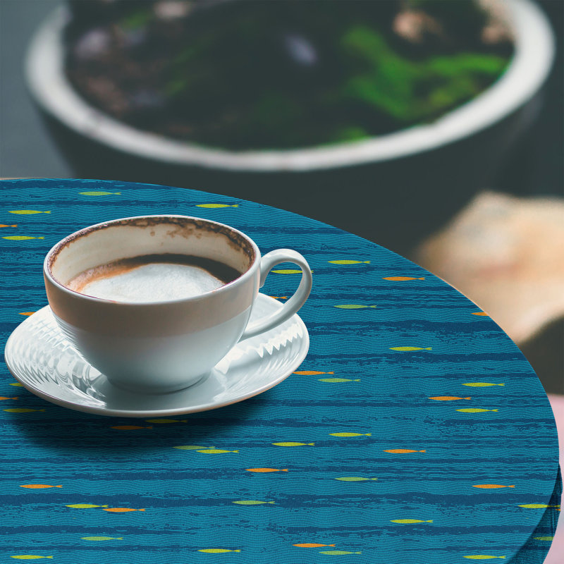 East Urban Home Nautical Fitted Round Tablecloth Diameter Turquoise, 67.72" Round