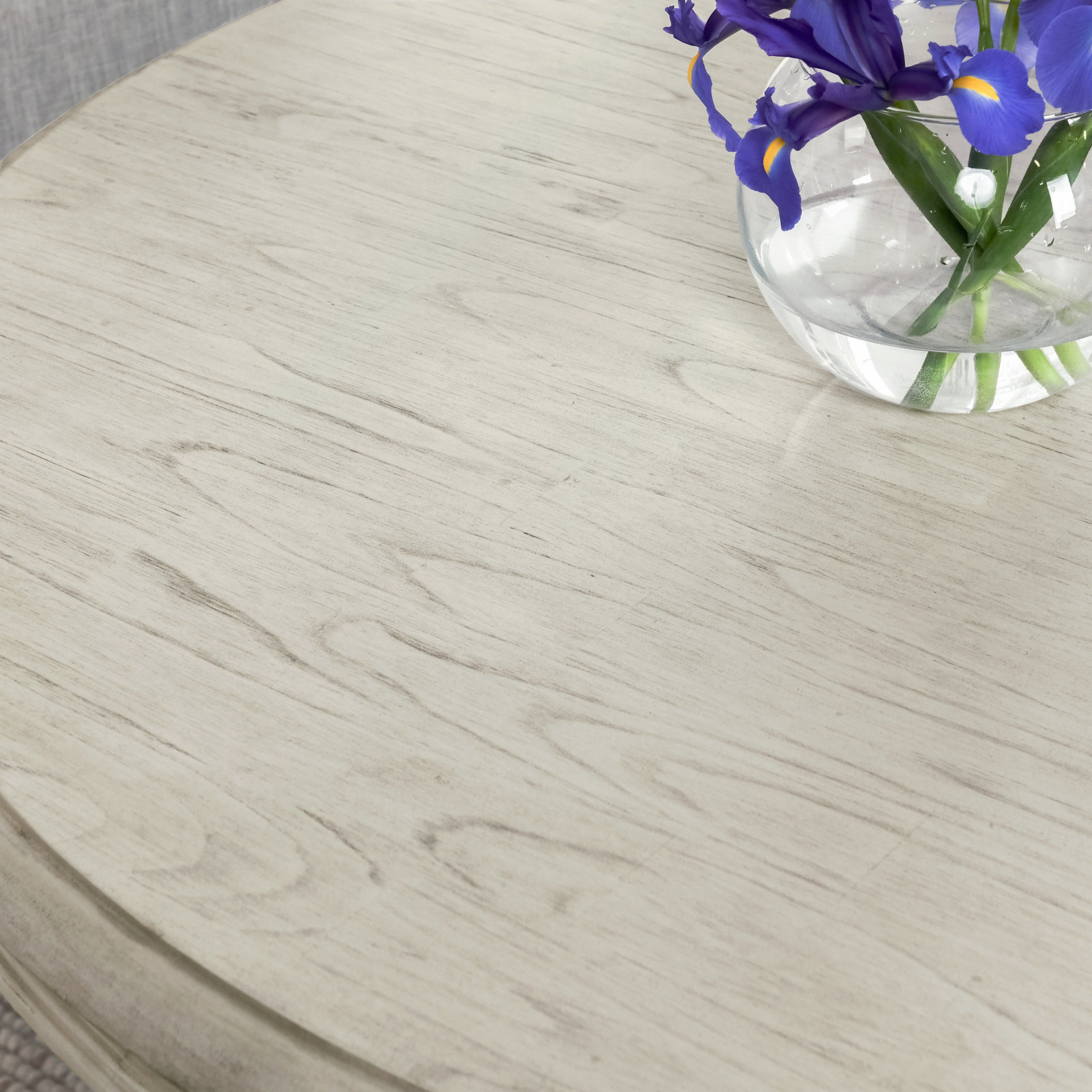 Albia 54" Solid Wood Pedestal Dining Table, Vintage White